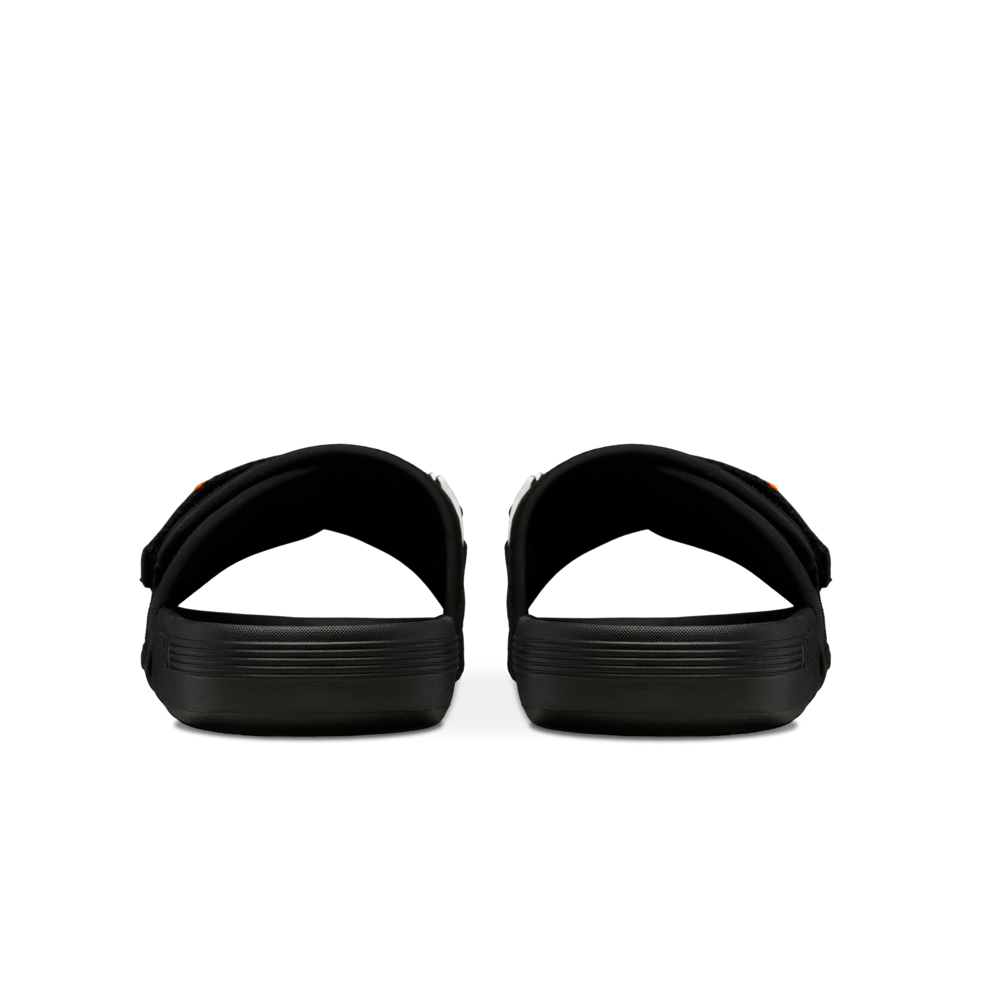 McLaren x K-Swiss black strap sandals – rear heel view of pair